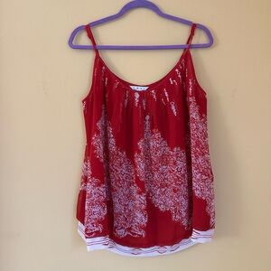 CAbi Red and White Floral Camisole